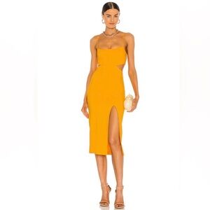 Hours Yellow Cutout Satin Evening Dress - Women